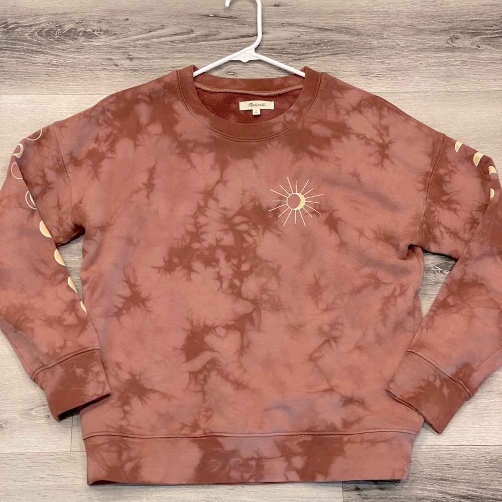 MADEWELL Moon Phases Tie Dye Crewneck Pullover Sweatshirt Women’s Size:Small EUC